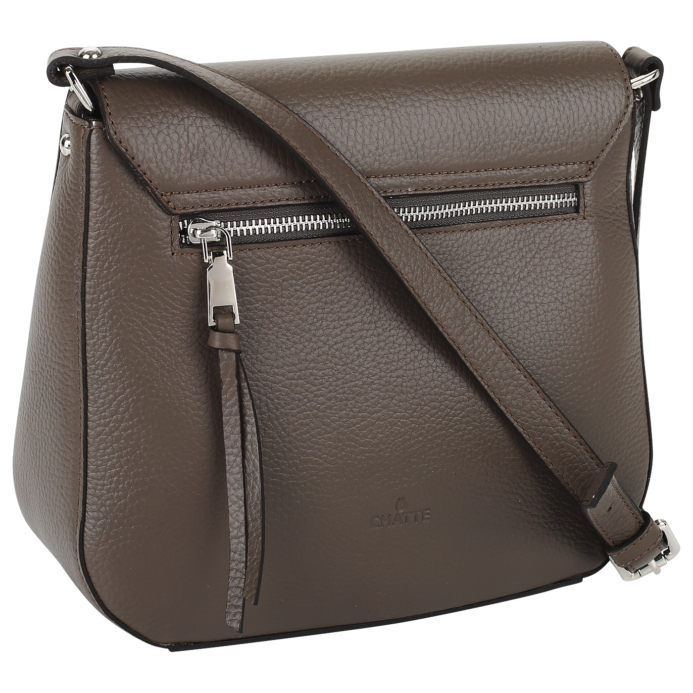 Кожаная сумка цвета олива Chatte 