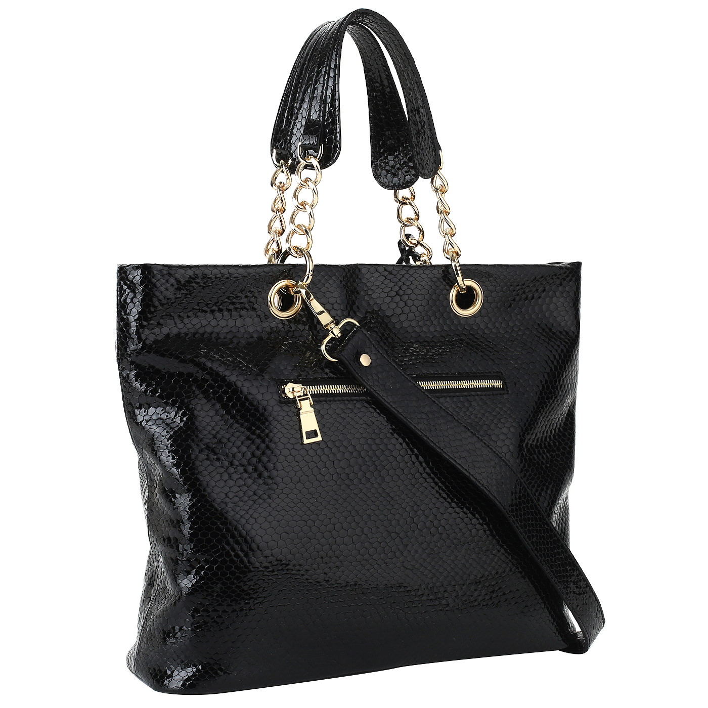 Лаковая сумка на молнии Chatte 