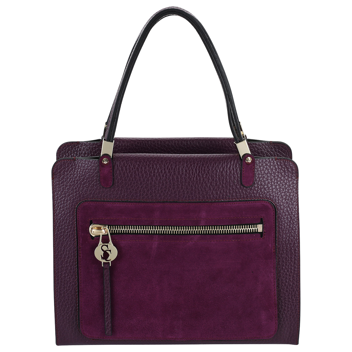 Carlo Salvatelli Кожаная сумка с замшевым карманом