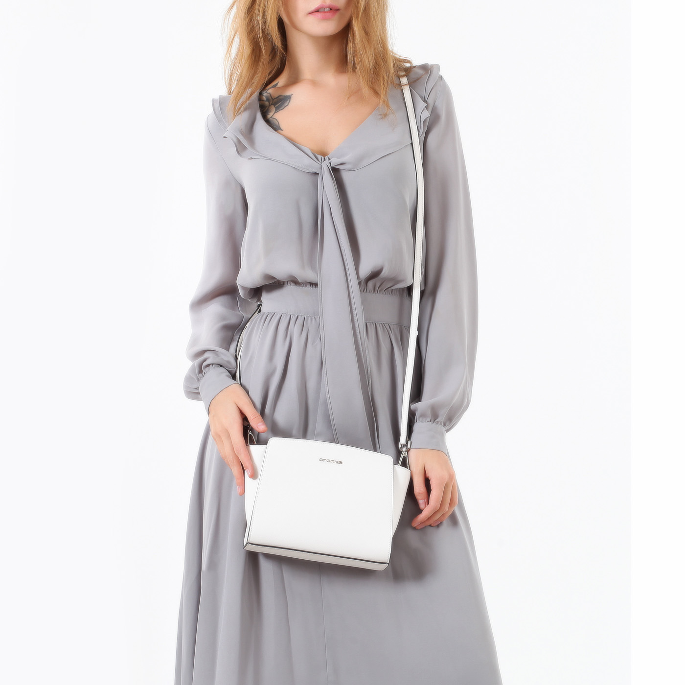 Белая сафьяновая сумочка Cromia Perla