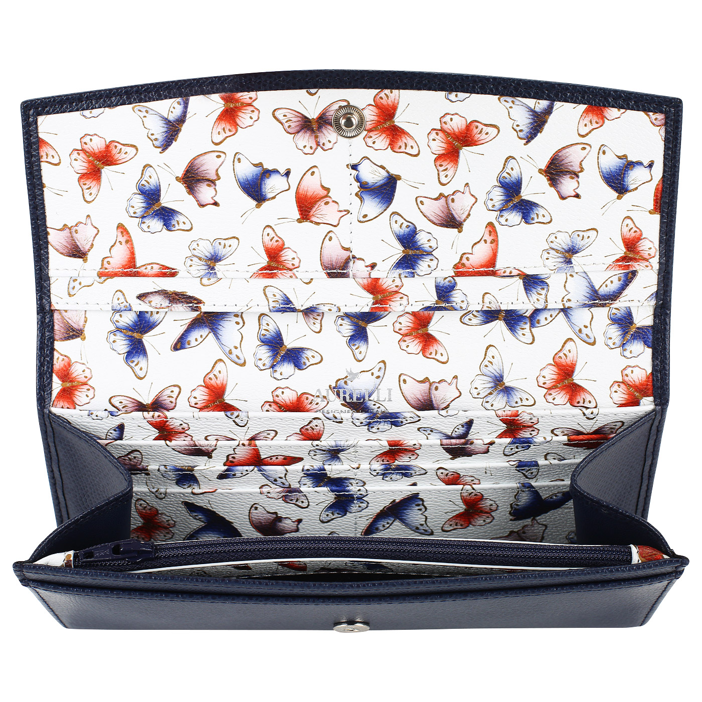 Синее кожаное портмоне Aurelli Alma fantasia