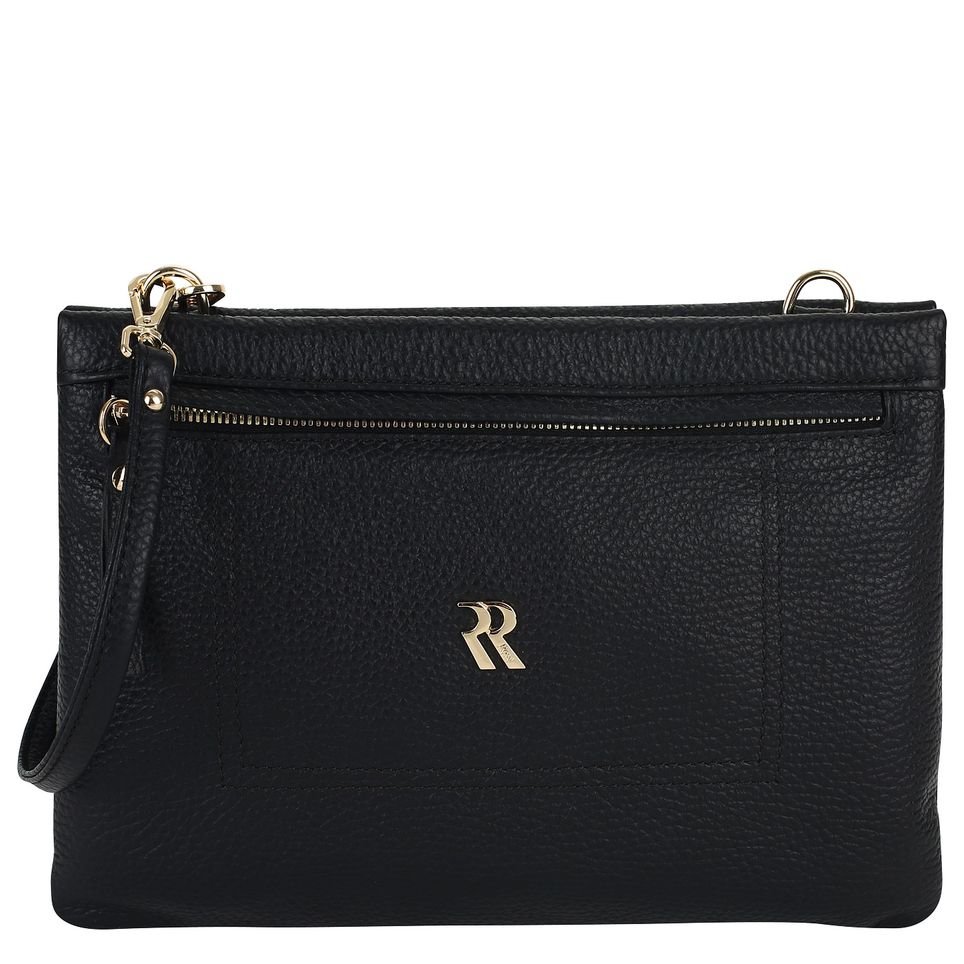 Bruno Rossi Чёрная кожаная сумочка