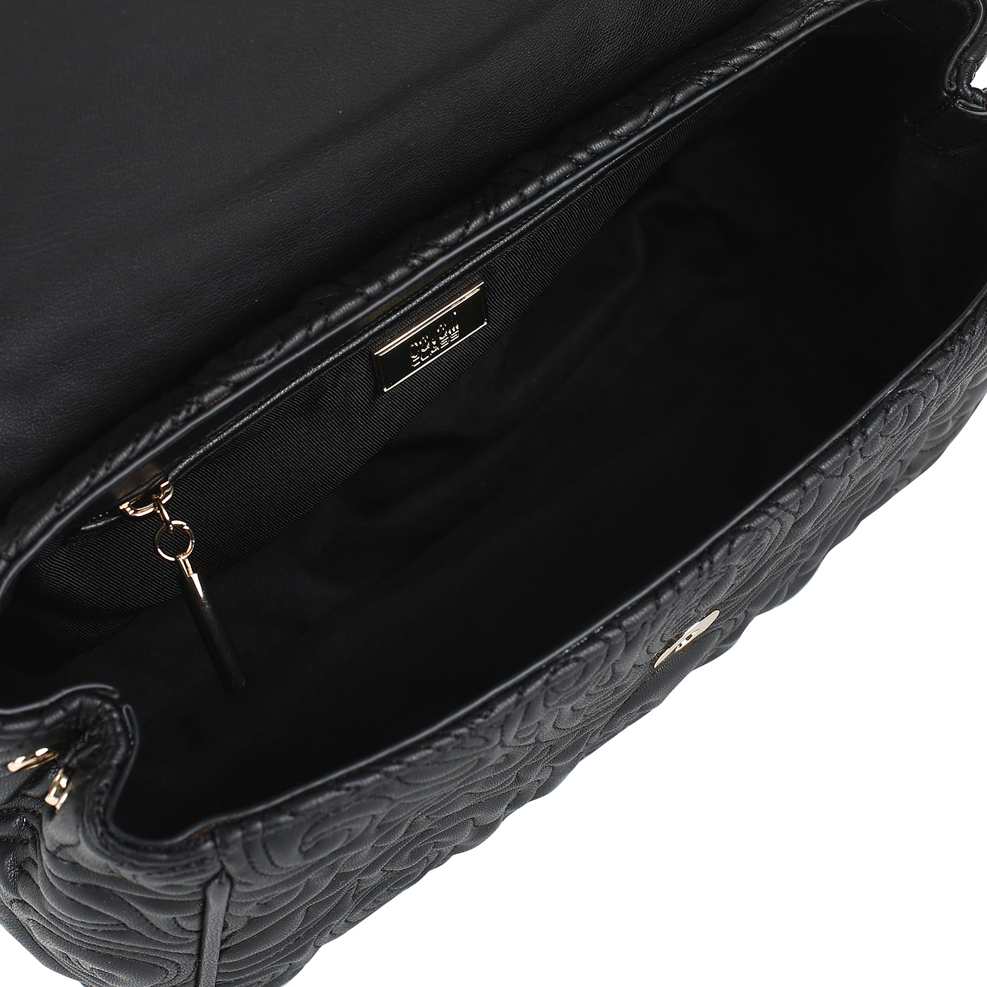 Черная сумочка с вышивкой Cavalli Class Blossom