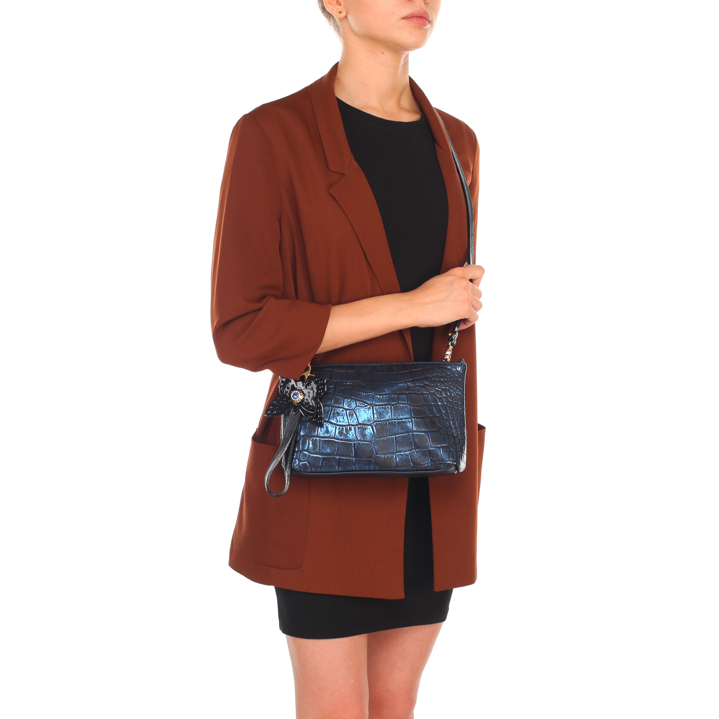Сумочка с отделкой под крокодиловую кожу Marino Orlandi 