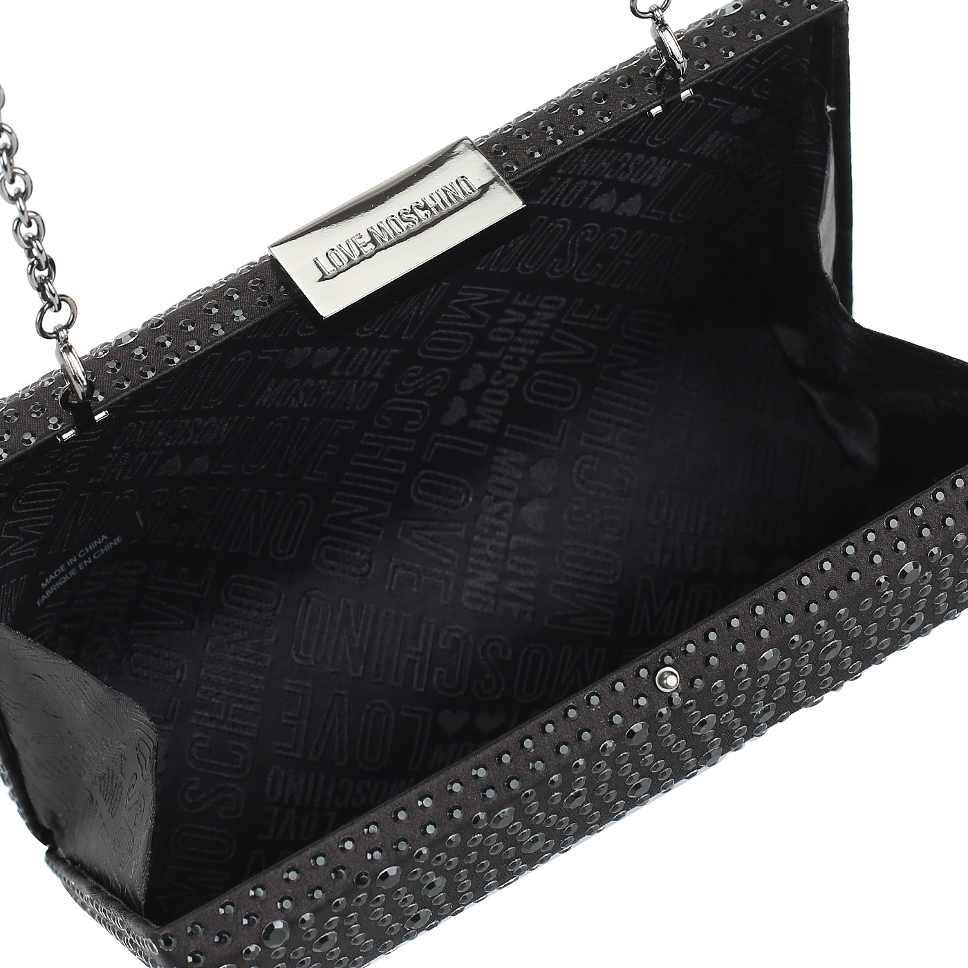 Черный клатч со стразами Love Moschino Evening bag