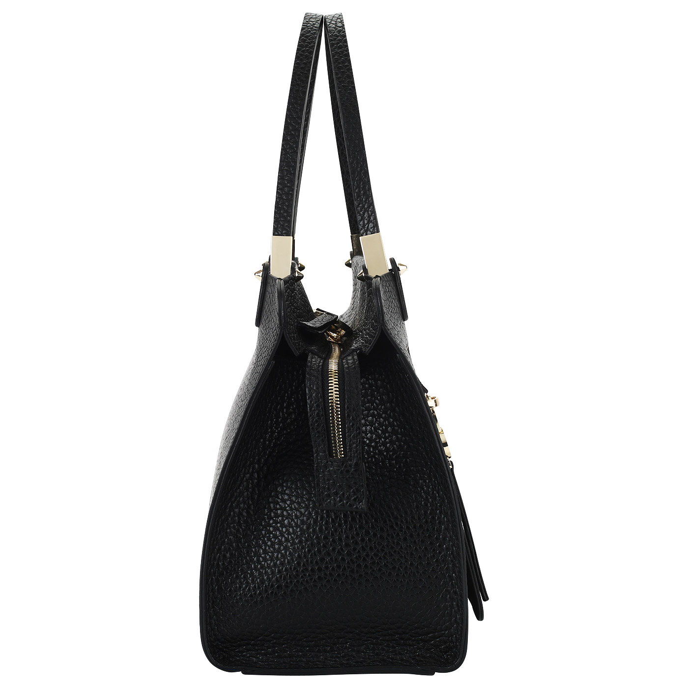 Черная кожаная сумка на двойной молнии Carlo Salvatelli Cervino