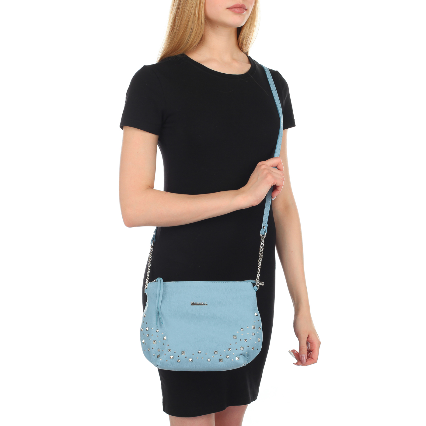 Женская кожаная сумочка с клепками Marina Creazioni 