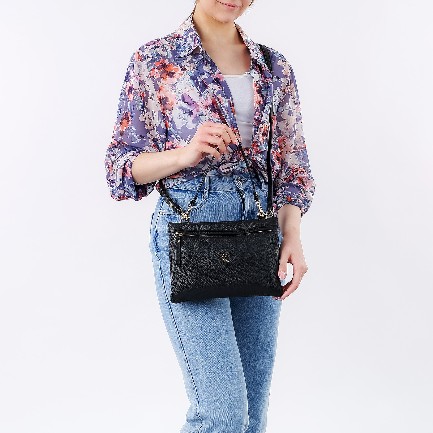 Чёрная кожаная сумочка Bruno Rossi Dollaro