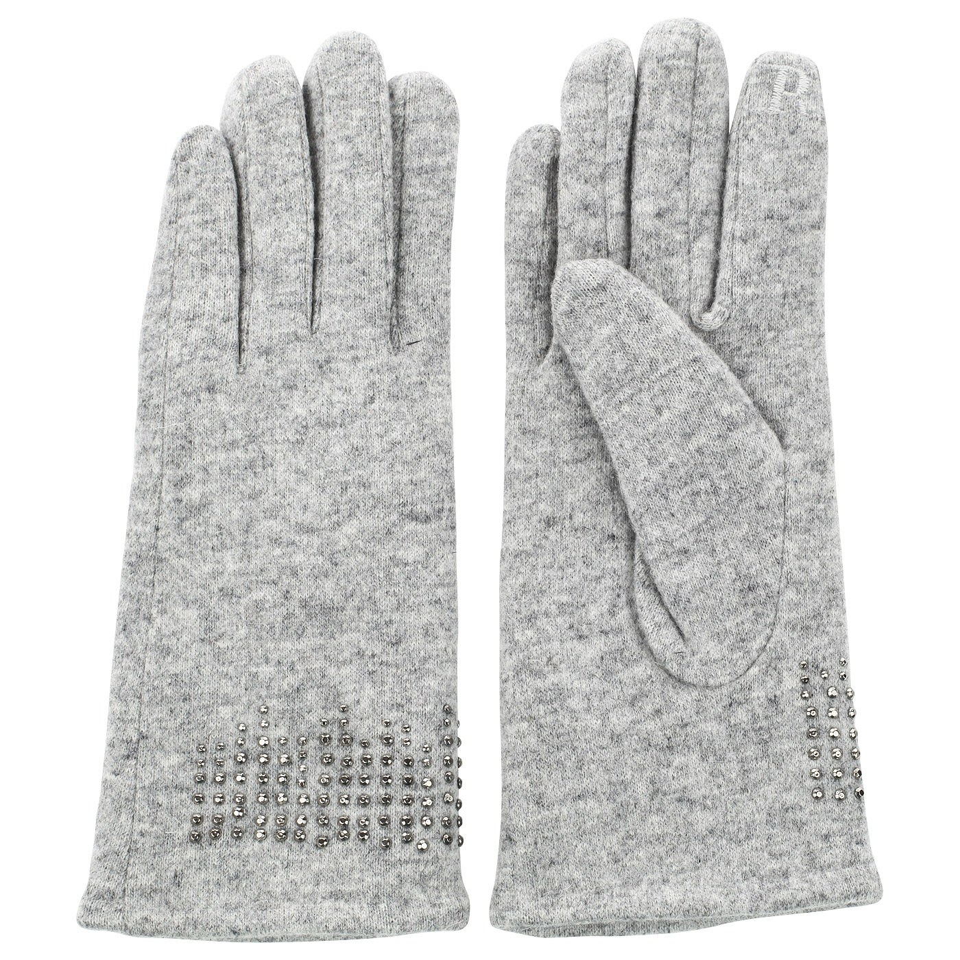 Серые перчатки с декором Pia Rossini 