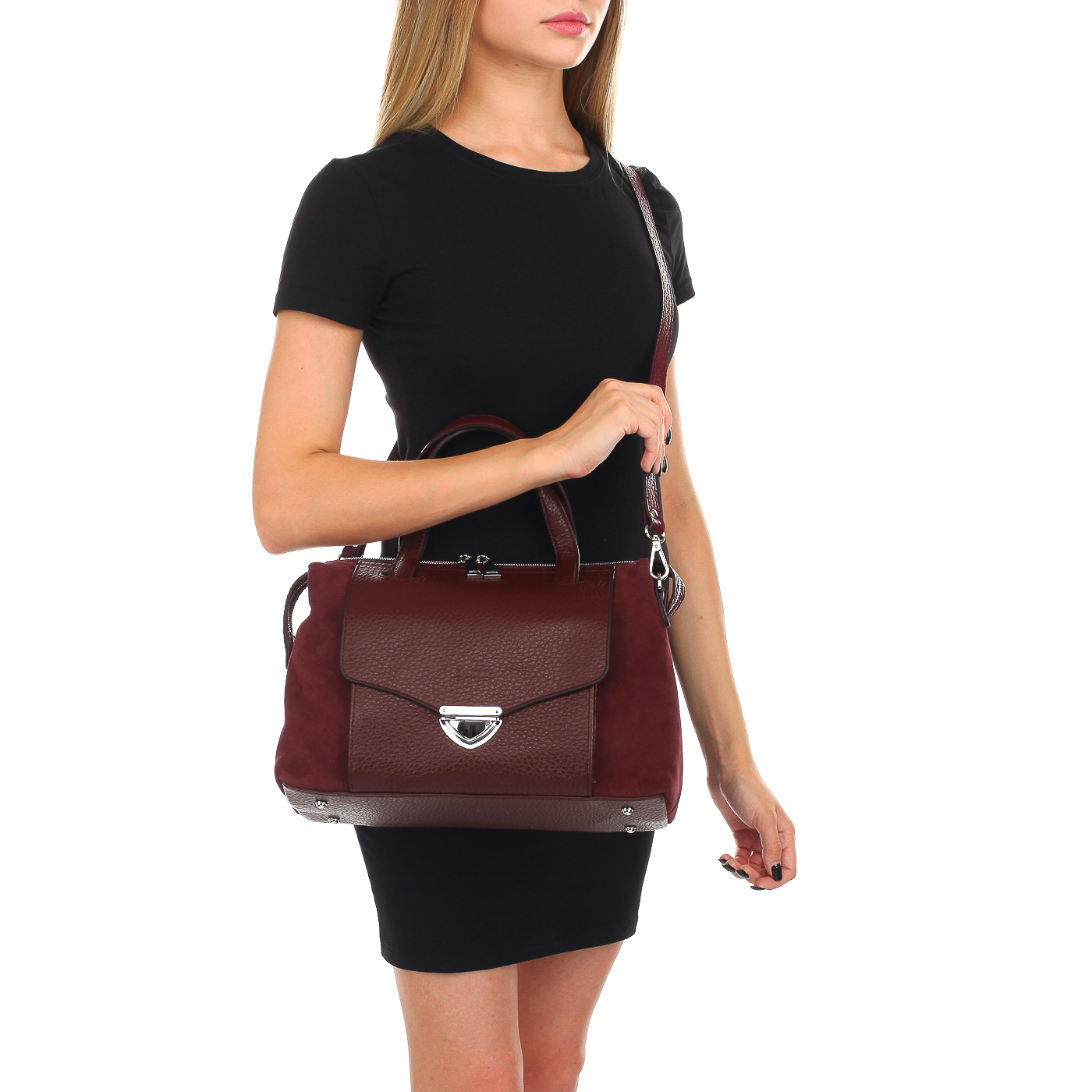 Бордовая комбинированная сумка Chatte 