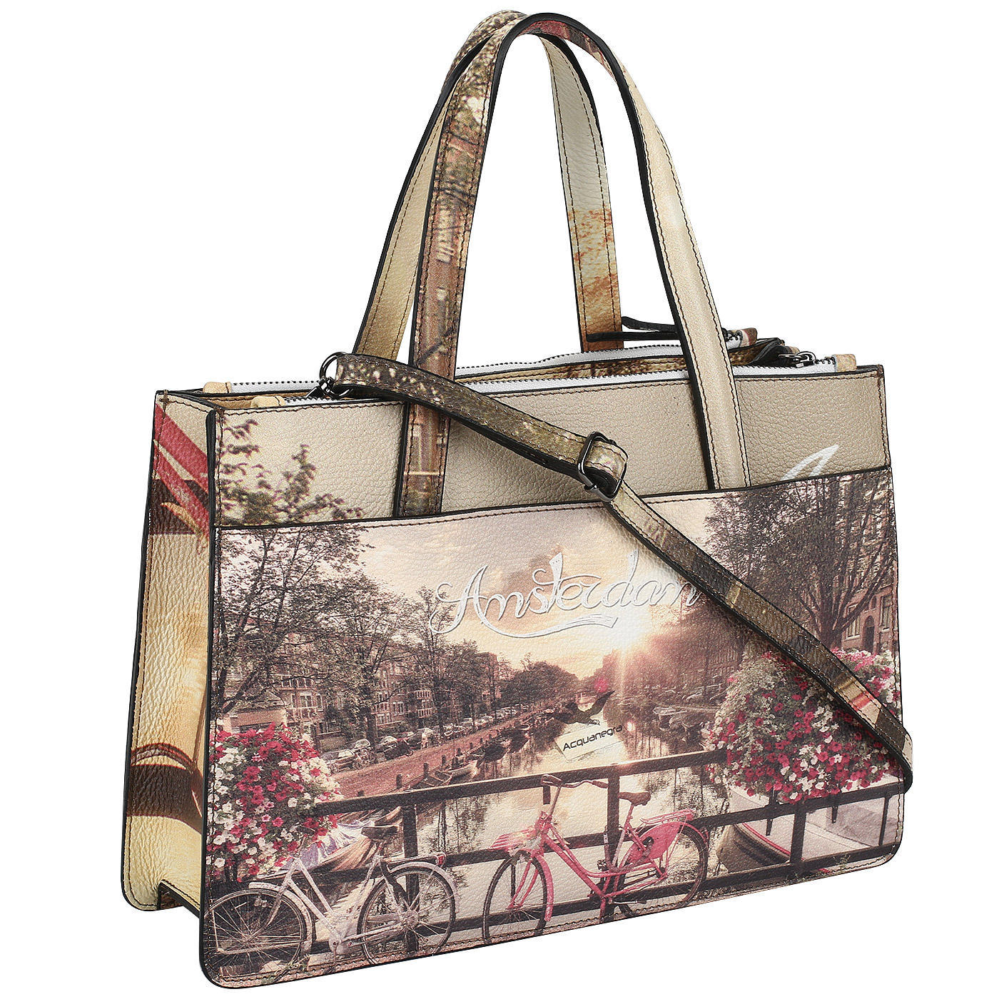 Кожаная сумка с тремя отделами Acquanegra Amsterdam